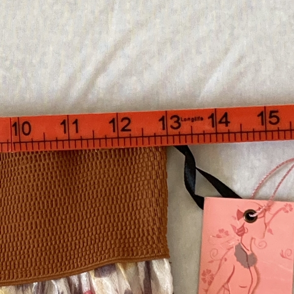 BNWT Wewa Women's Coral/Brown Floral Elasticated Waist Maxi Chiffon Skirt Sz 12 - Picture 5 of 16